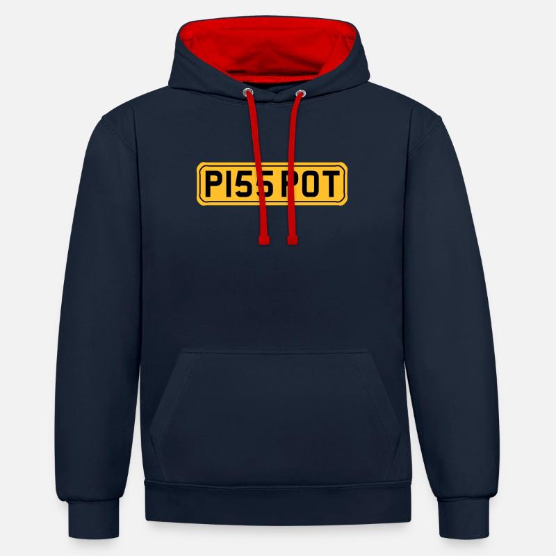 Piss Pot - Sweat à capuche contrasté - bleu marine/rouge
