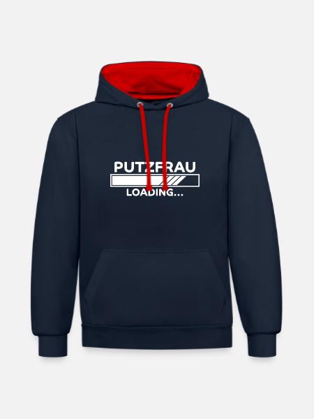 Putzfrau Spruch Reinigungskraft Putzfrau Geschenk - Kontrast-Hoodie - Navy/Rot