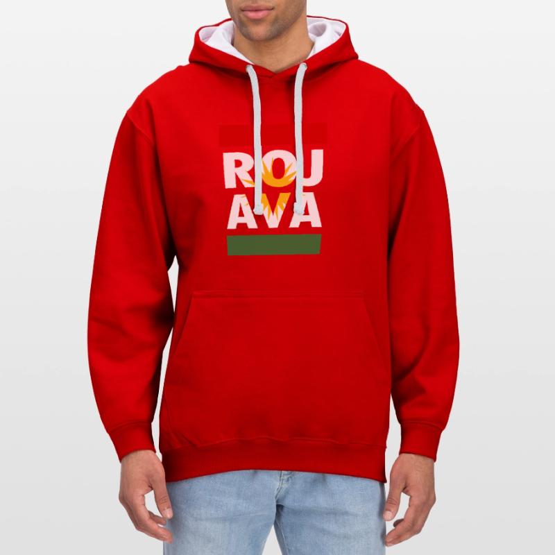 Rojava Kurdistan. free rojava. Defend Kurdistan Contrast hoodie