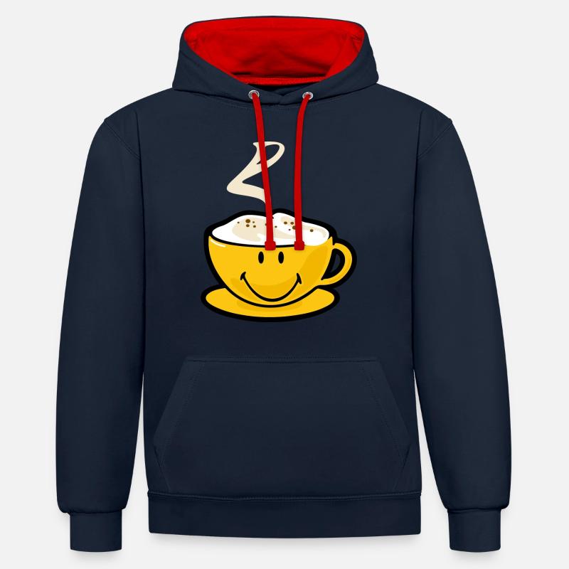 Smiley Capuccino - Sweat à capuche contrasté - bleu marine/rouge