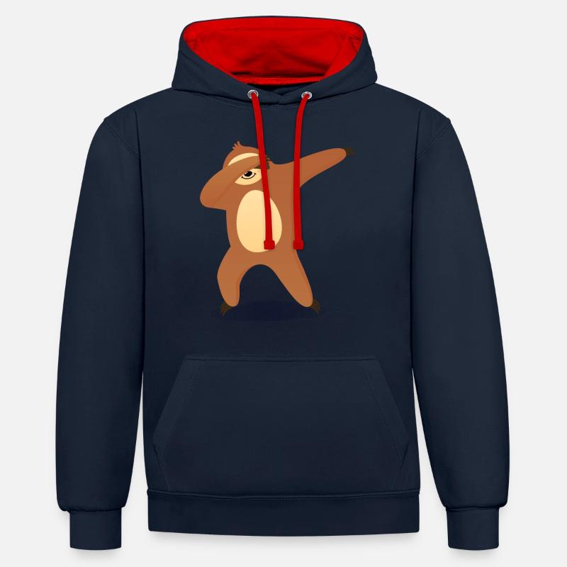 Dabbing Sloth - Sweat à capuche contrasté - bleu marine/rouge