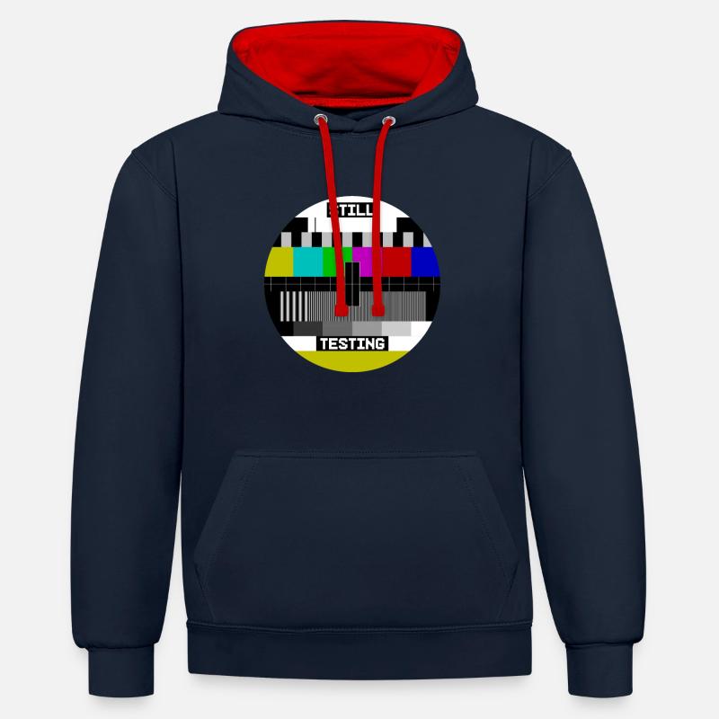 Still Testing Testbild test screen - Kontrast-Hoodie - Navy/Rot