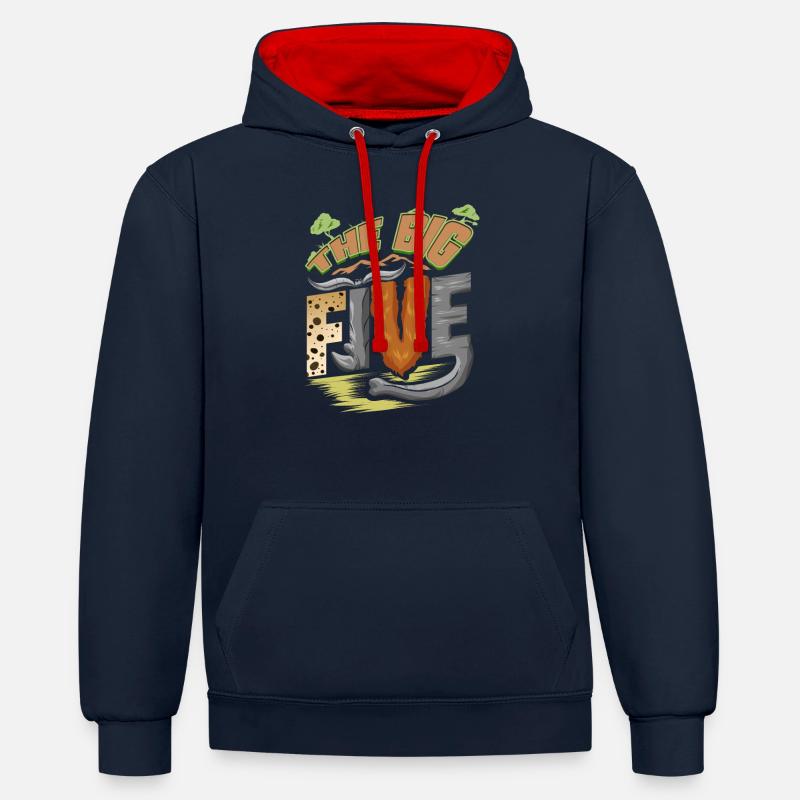 Le grand cinq - Sweat à capuche contrasté - bleu marine/rouge