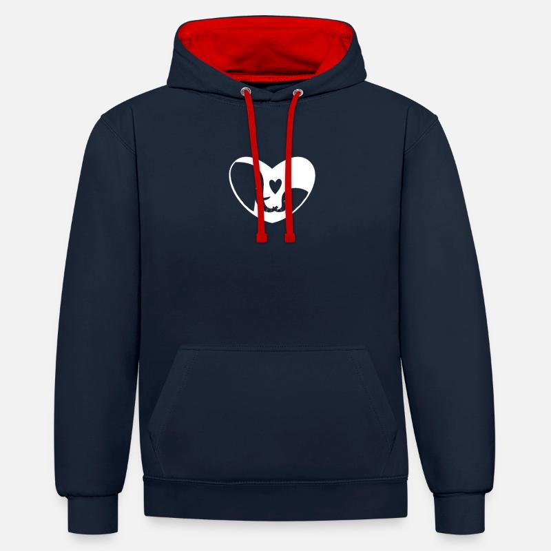 Éléphant - éléphant - Sweat à capuche contrasté - bleu marine/rouge
