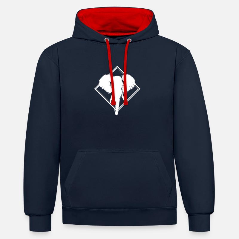 Éléphant - éléphant - Sweat à capuche contrasté - bleu marine/rouge