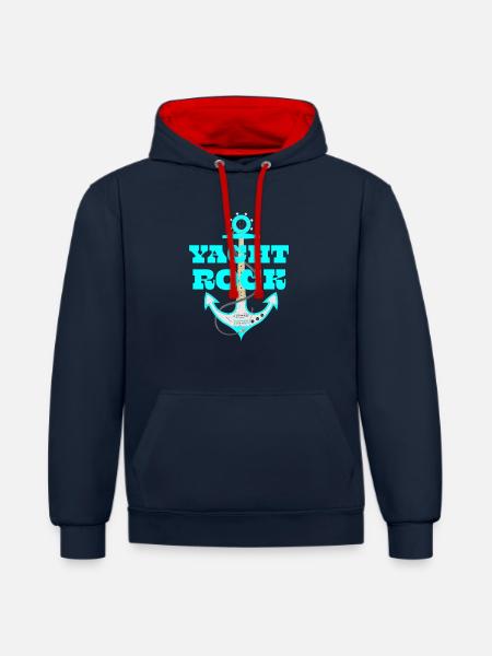 Yacht Rock - Kontrast-Hoodie - Navy/Rot