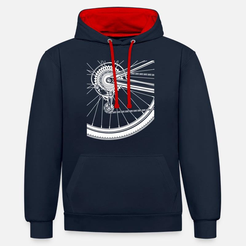 VTT - Sweat à capuche contrasté - bleu marine/rouge