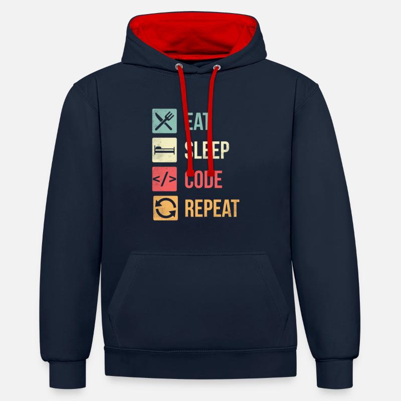 Software Engineer Codierung - Kontrast-Hoodie - Navy/Rot