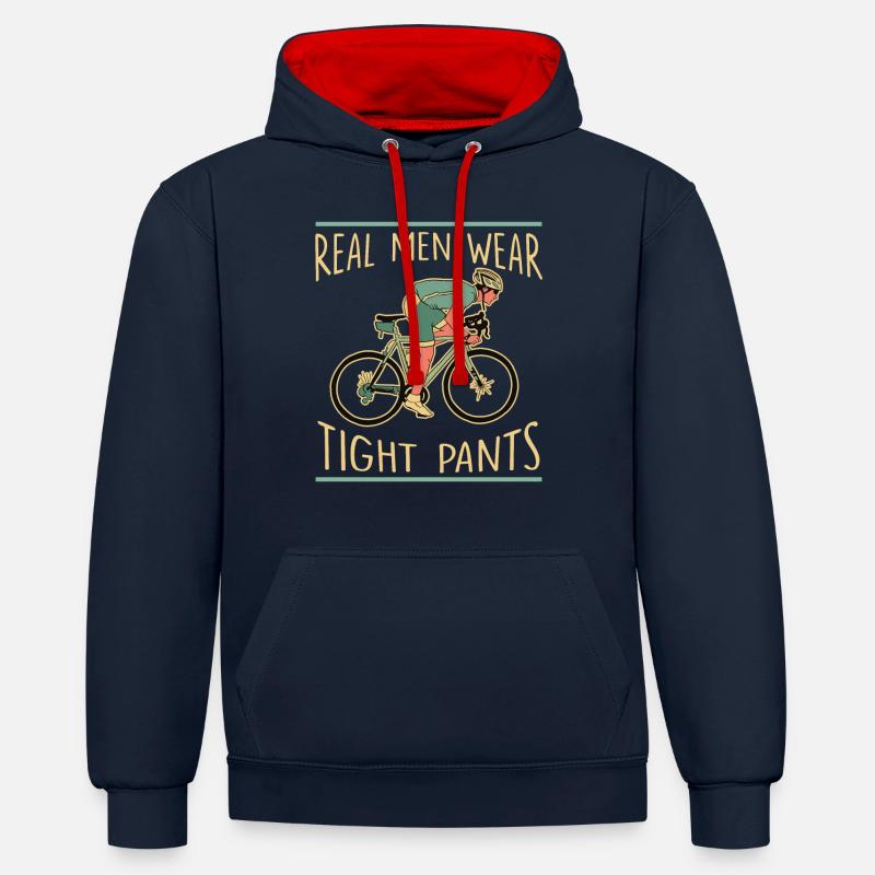 Vélo de route Vélo de route Cyclisme Cycliste - Sweat à capuche contrasté - bleu marine/rouge