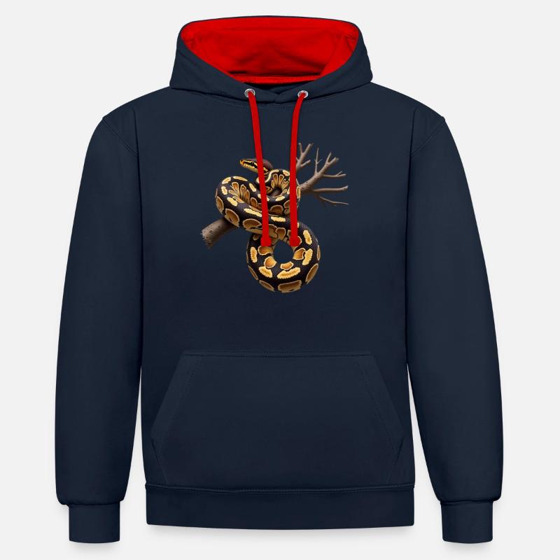 Königspython Schlangen Liebhaber Terrarium Python - Kontrast-Hoodie - Navy/Rot