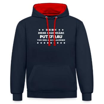 Putzfrau Haushalt Spruch Reinigungskraft Geschenk - Kontrast-Hoodie - Navy/Rot - Vorne - Anna (173cm) & Nico (186cm)