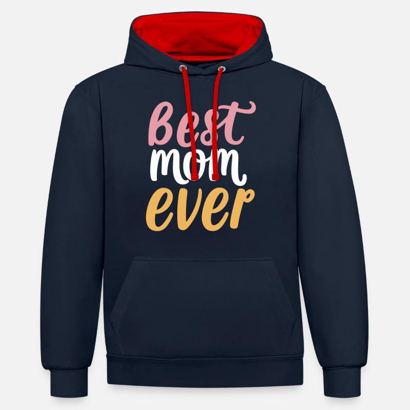 Best mom ever - Sweat à capuche contrasté - bleu marine/rouge