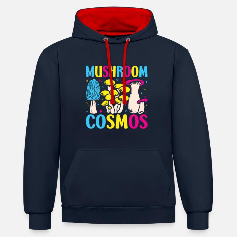 Champignon chasseur de champignons Cosmos - Sweat à capuche contrasté - bleu marine/rouge