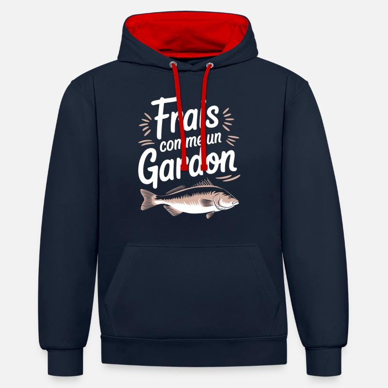Frais comme un gardon - Sweat à capuche contrasté - bleu marine/rouge
