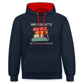 J’en ai eu assez que je vais grimper - cadeau de grimpeur - Sweat à capuche contrasté - bleu marine/rouge - Devant - Anna (173cm) & Nico (186cm)