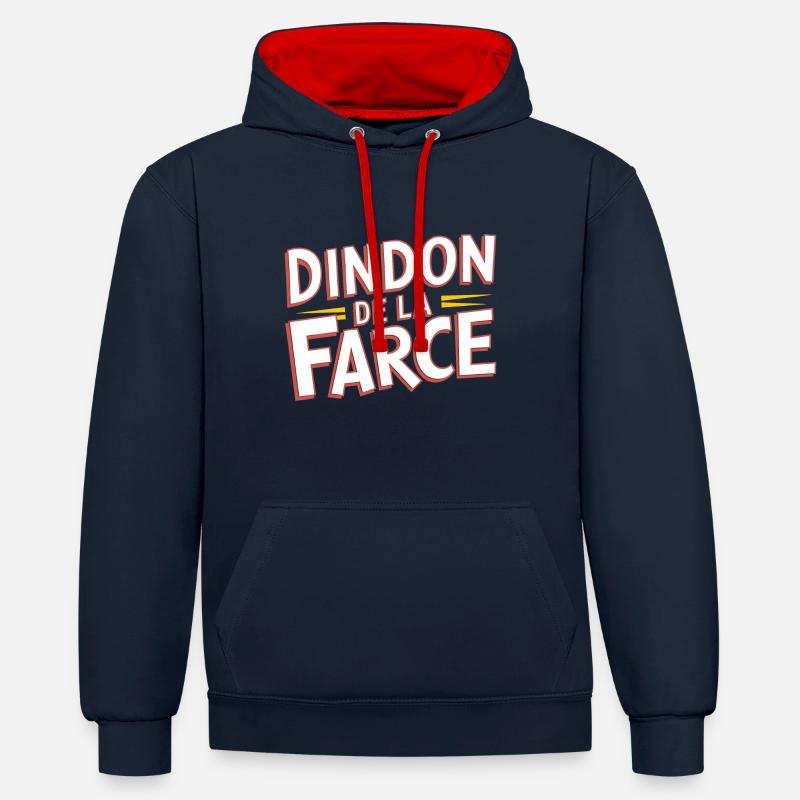 Dindon de la farce - Sweat à capuche contrasté - bleu marine/rouge