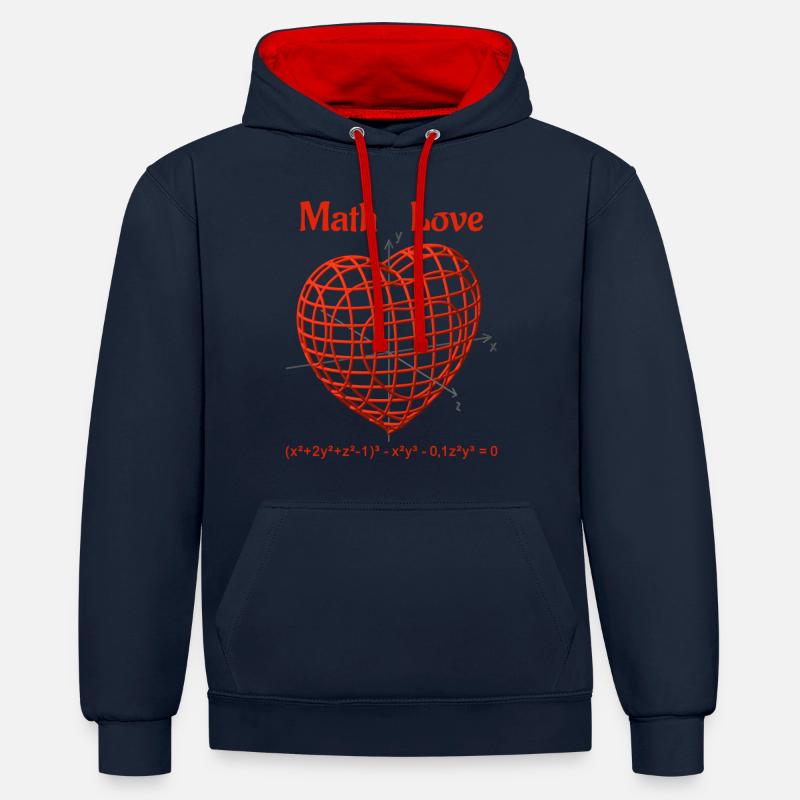 Heart Function 3D – Math Love - Contrast hoodie - navy/red