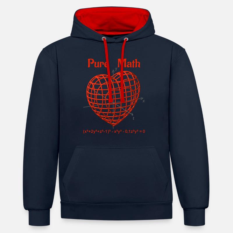Fonction cardiaque 3D - Pure Math - Sweat à capuche contrasté - bleu marine/rouge
