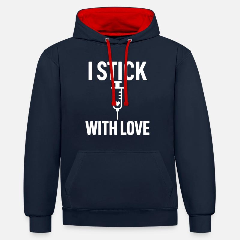Krankenschwester Krankenschwester mit Liebe - Kontrast-Hoodie - Navy/Rot