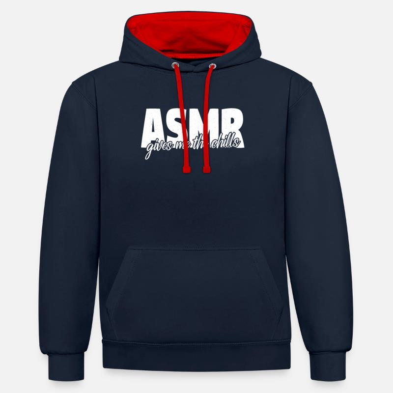 ASMR - Sweat à capuche contrasté - bleu marine/rouge