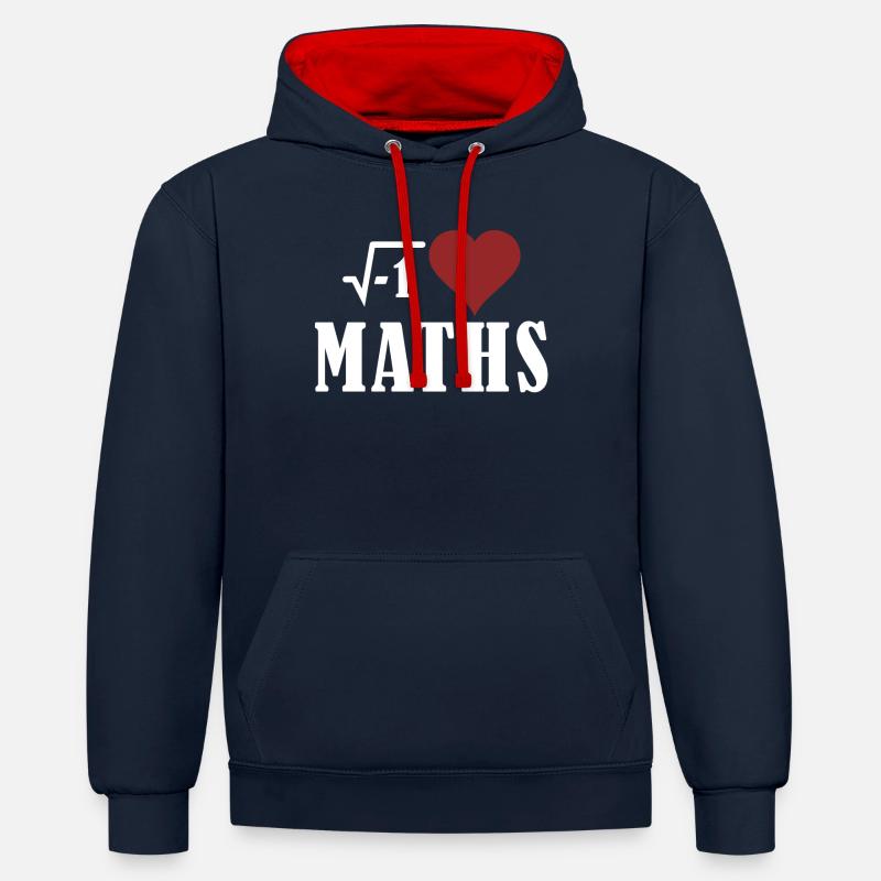i Love Maths - Kontrast-Hoodie - Navy/Rot