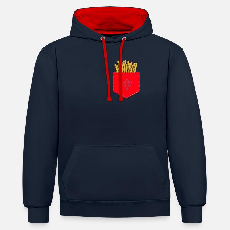 (Frise dans le sac) - Sweat à capuche contrasté - bleu marine/rouge