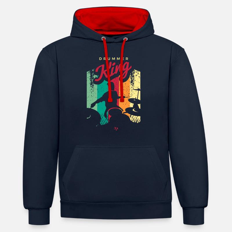 Drums Gift Drummer Percussion - Contrast hoodie - navy/red