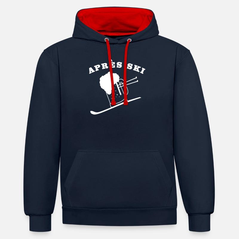 Apres Ski Bier - Sweat à capuche contrasté - bleu marine/rouge