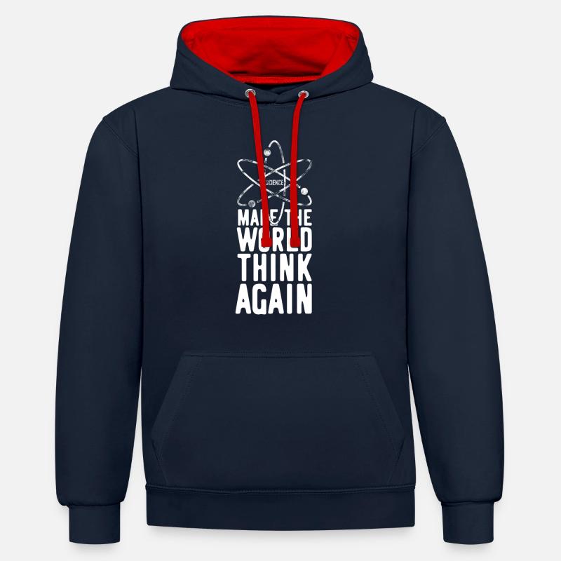 Nerd Nerds Denken Spruch - Kontrast-Hoodie - Navy/Rot