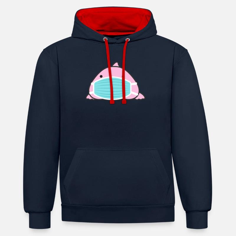 Blobfish - Sweat à capuche contrasté - bleu marine/rouge