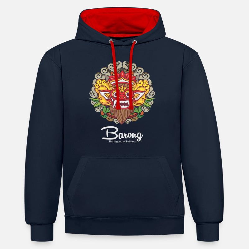 Barong - La légende de Bali - Sweat à capuche contrasté - bleu marine/rouge