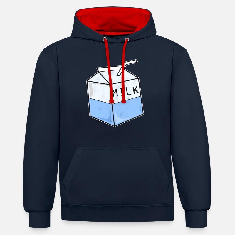 Pack de lait de lait - Sweat à capuche contrasté - bleu marine/rouge