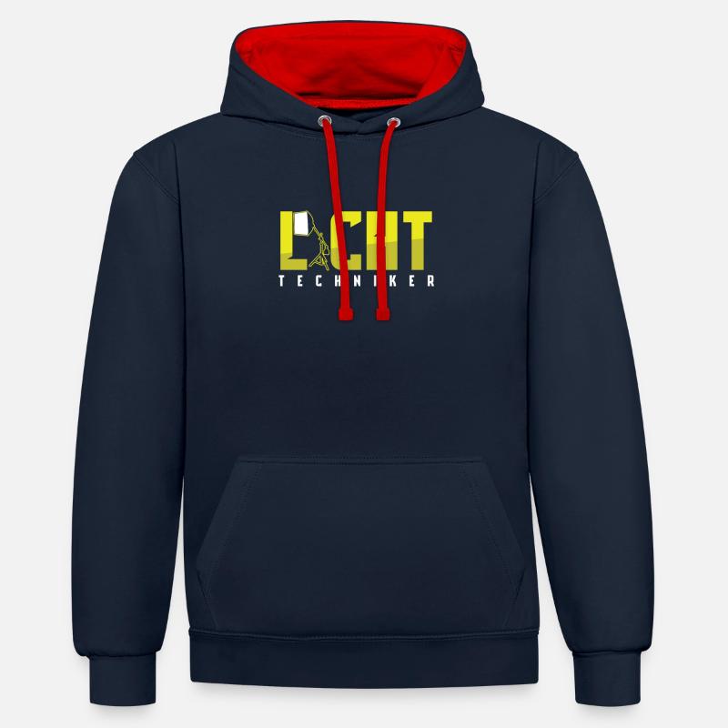 Lichttechniker Bühne Licht Lichttechnik Geschenk - Kontrast-Hoodie - Navy/Rot
