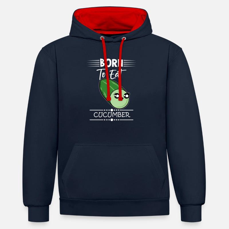 Concombre disant - Sweat à capuche contrasté - bleu marine/rouge