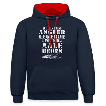 witzige Angler Geschenke Aal Wortspiel Aal Angeln - Kontrast-Hoodie - Navy/Rot - Vorne - Anna (173cm) & Nico (186cm)