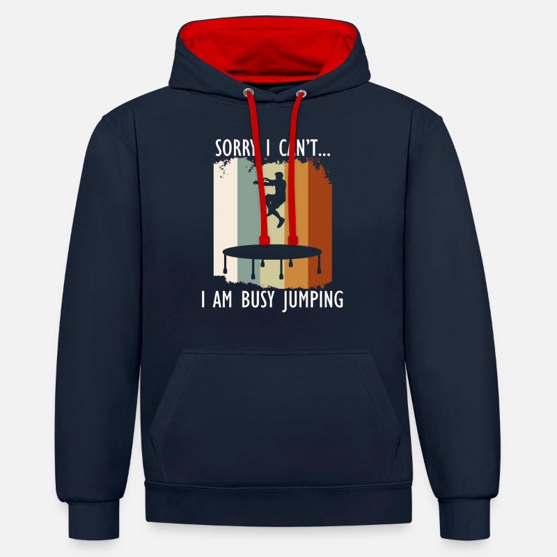 Beschäftigter Trampolin-Spring-Trampolinist - Kontrast-Hoodie - Navy/Rot