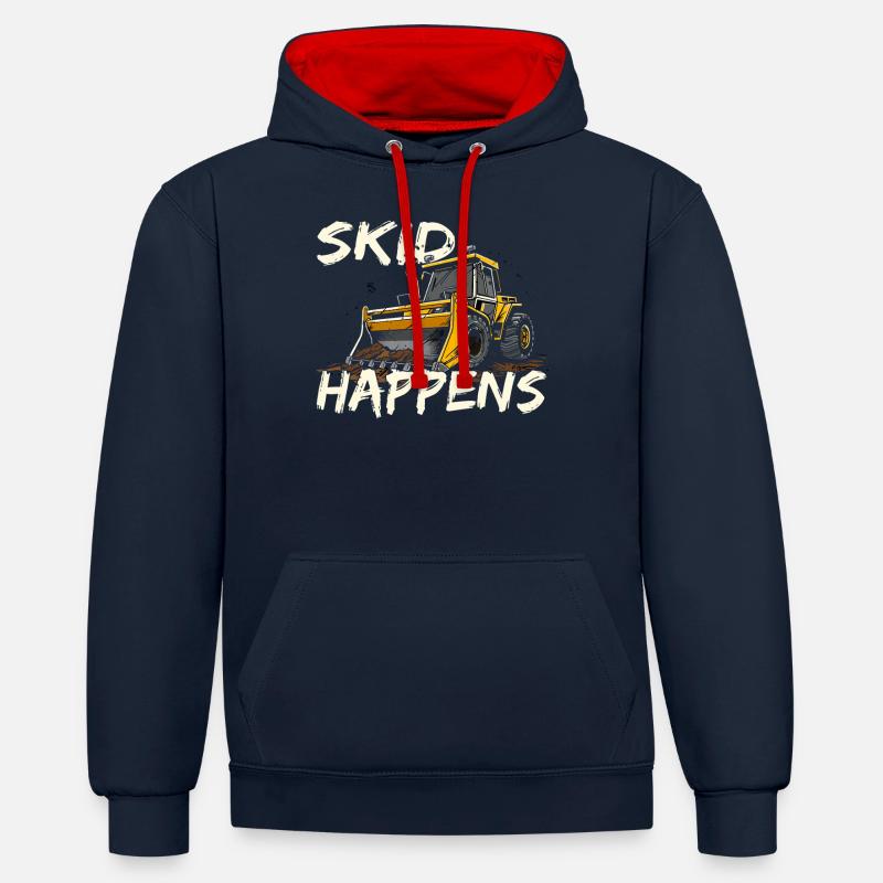 Amateurs de chargeuses compactes - Sweat à capuche contrasté - bleu marine/rouge