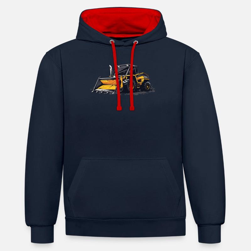 Amateurs de chargeuses compactes - Sweat à capuche contrasté - bleu marine/rouge