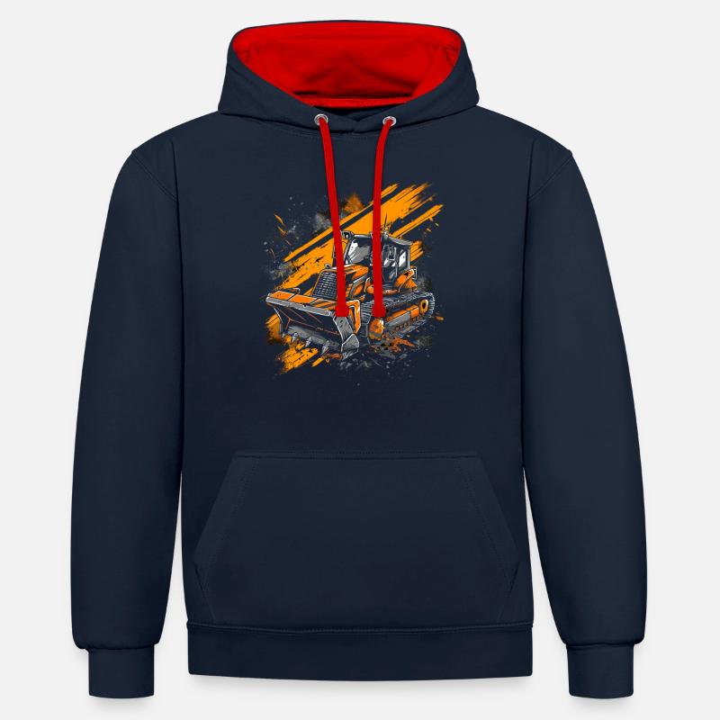 Amateurs de chargeuses compactes - Sweat à capuche contrasté - bleu marine/rouge
