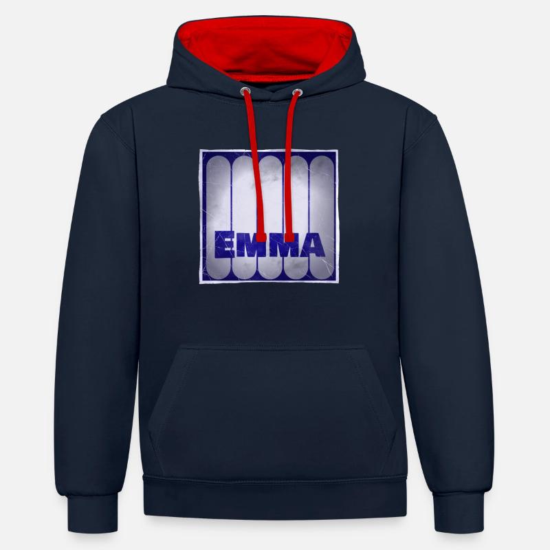 Name Emma Geschenkidee - Kontrast-Hoodie - Navy/Rot