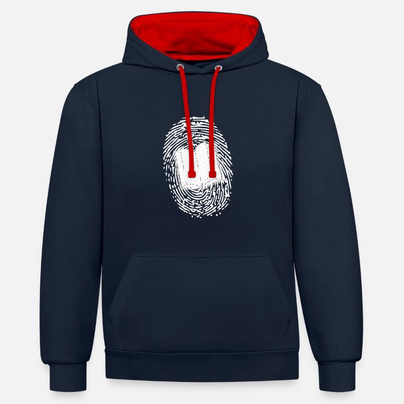 Bookworm empreintes digitales - lire - livre - Sweat à capuche contrasté - bleu marine/rouge