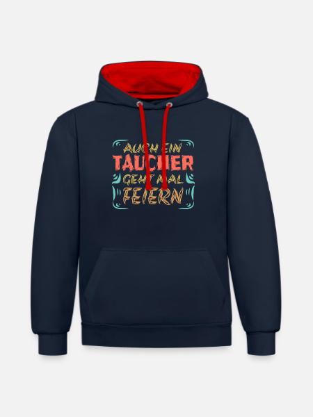 Feiern mit taucher - Kontrast-Hoodie - Navy/Rot