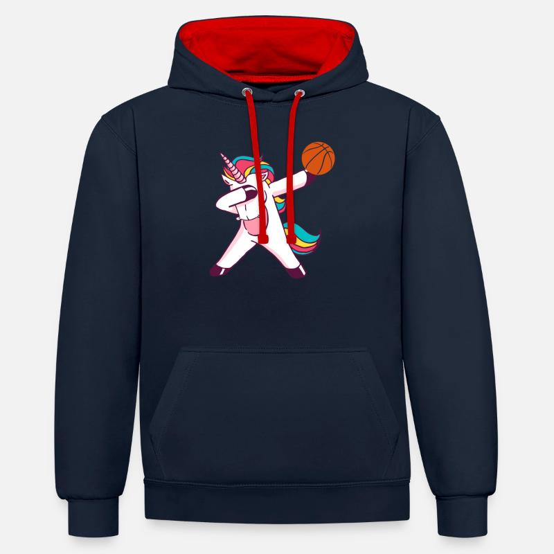 unicornbasketball - Sweat à capuche contrasté - bleu marine/rouge