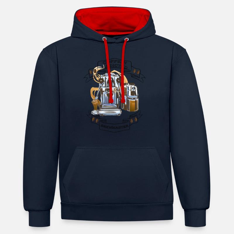 Brewmaster - Kontrast-Hoodie - Navy/Rot