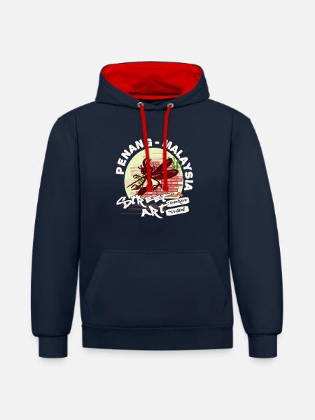 Mosquito Graffiti - Contrast hoodie - navy/red