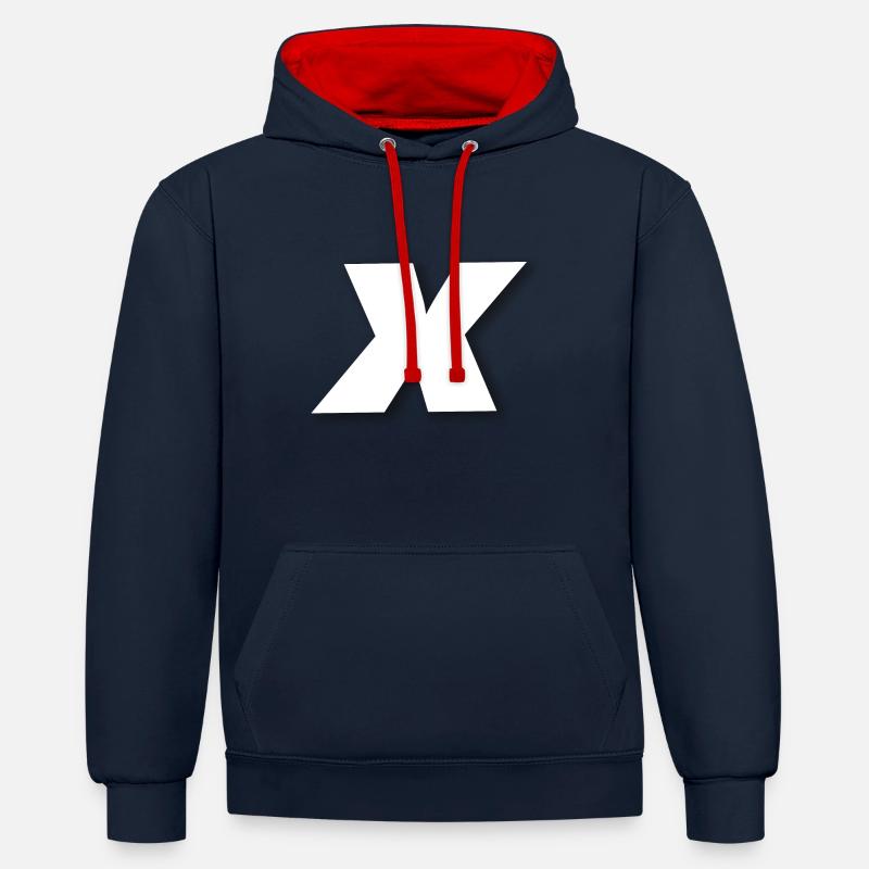 X oder mal - Kontrast-Hoodie - Navy/Rot
