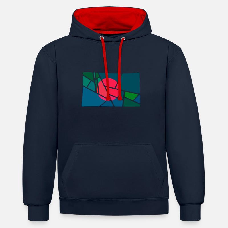 Bengladesh - Sweat à capuche contrasté - bleu marine/rouge
