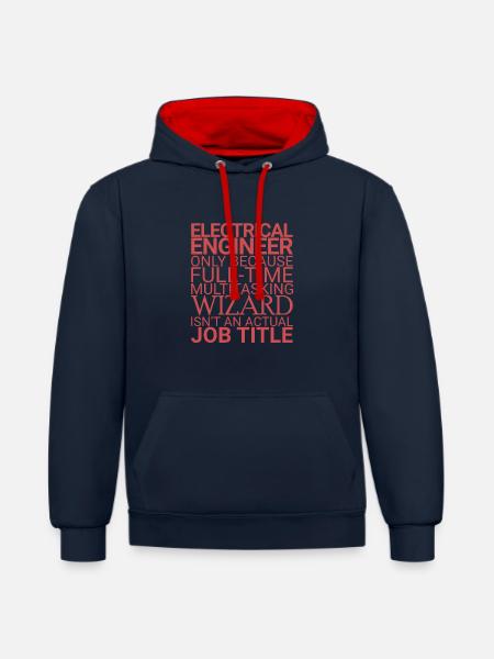 "Electrical Engineer Wizard | Elektrotechnik" - Kontrast-Hoodie - Navy/Rot