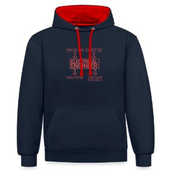 "Electrical Engineer Sarcasm | Electrical Engineering" - Contrast hoodie - navy/red - Front - Anna (173cm) & Nico (186cm)