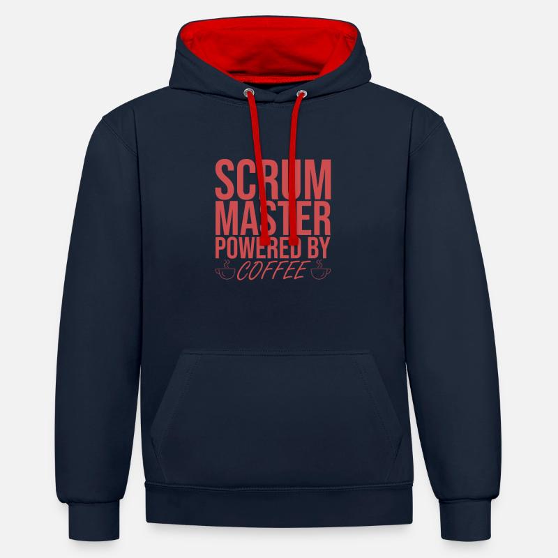 "Scrum Master Coffee | "Scrum Master"" - Kontrast-Hoodie - Navy/Rot